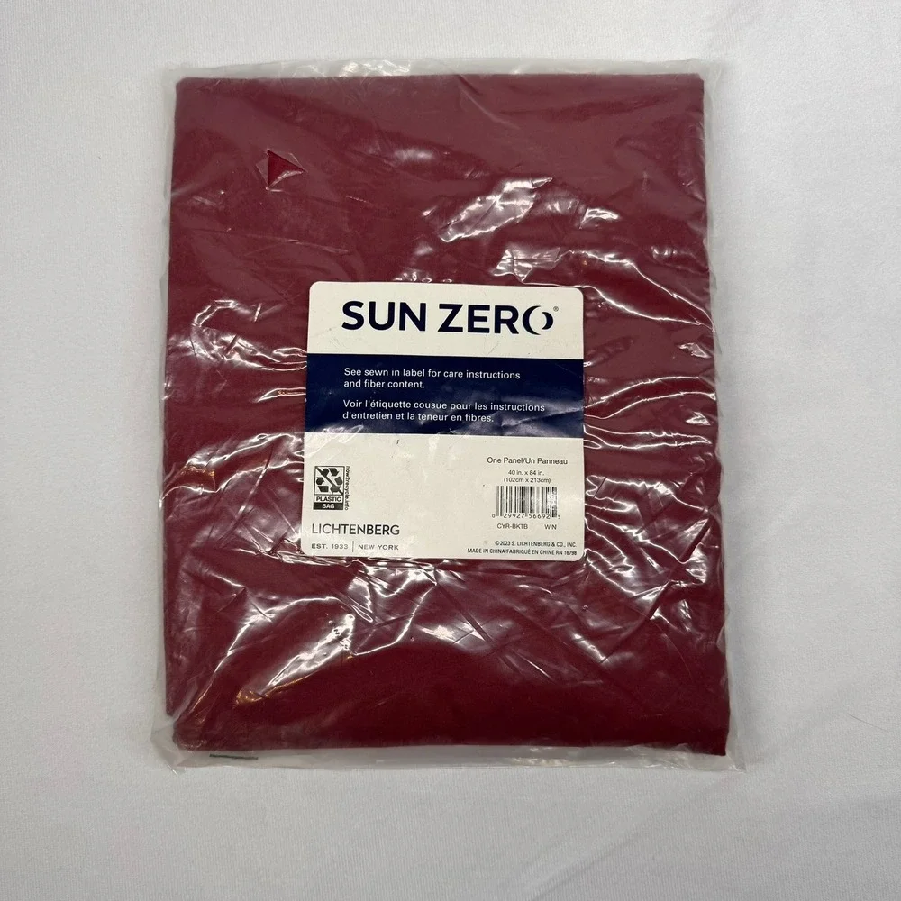 Sun Zero Thermal Blackout Curtain Panel Cyrus 40x84 Wine Burgundy